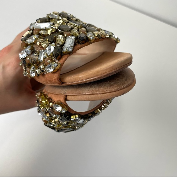 SCHUTZ Victoria Jewelled Embellished Leather Sandal Slides Size 7 - Picture 9 of 12